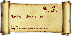 Mauker Surány névjegykártya